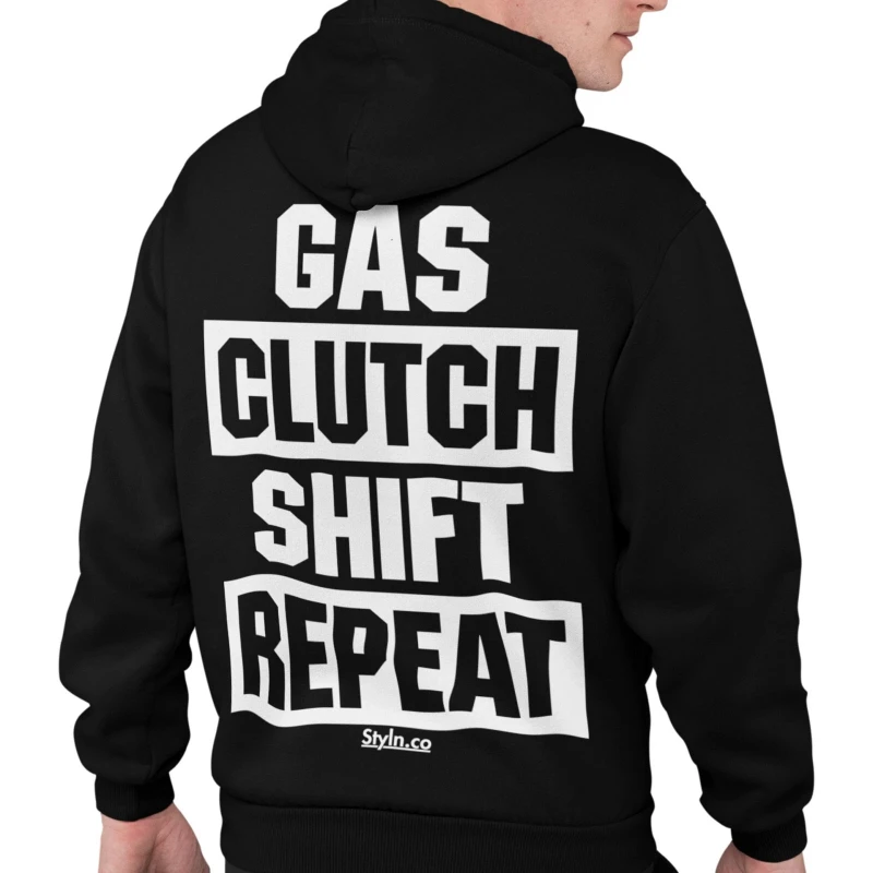 

2025 Autumn and Winter GAS CLUTCH SHIFT REPEAT HOODIE Mechanic Jdm Boost Turbo Race Snap on Car Auto