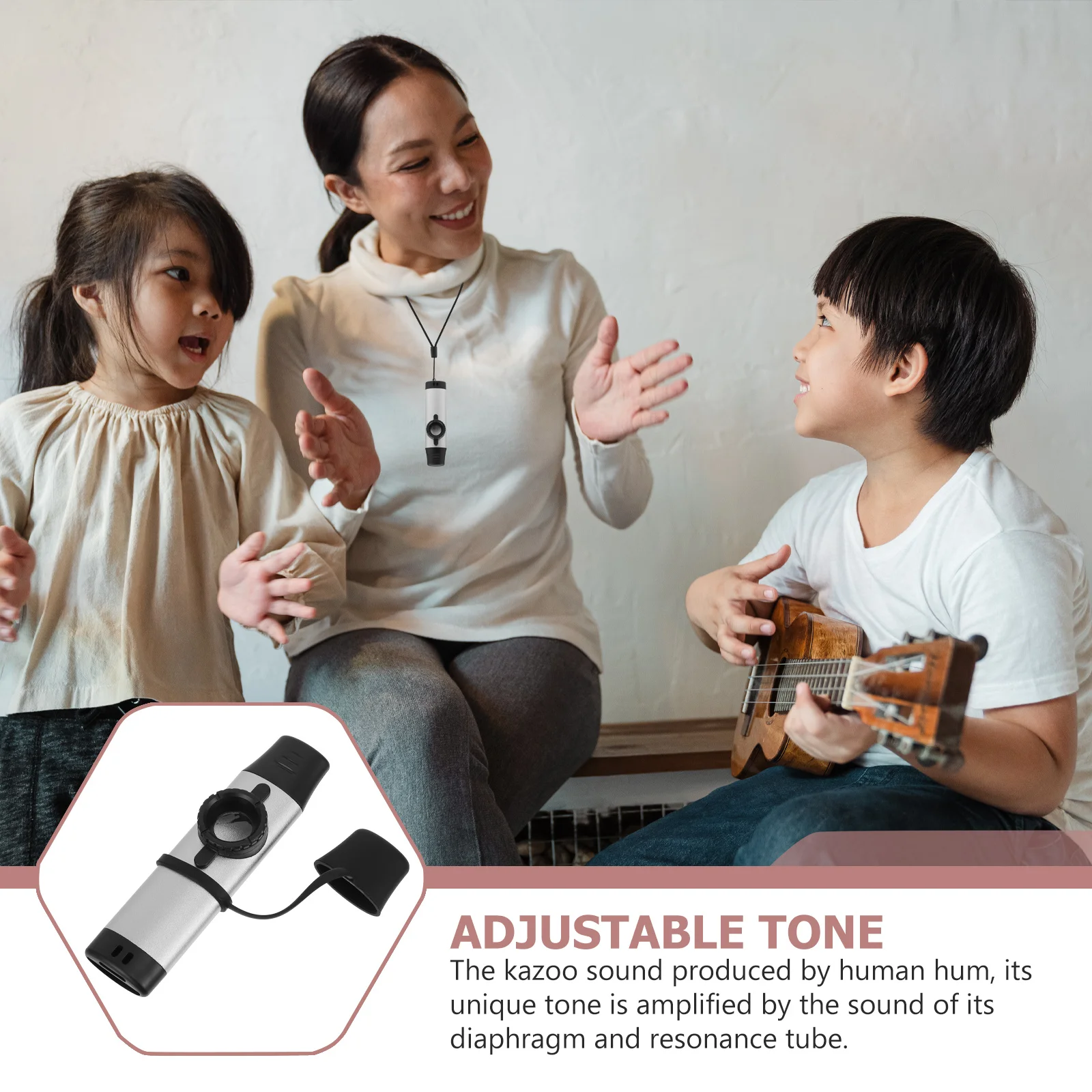 

1Set Aluminium Alloy Kazoo Metal Instrument Easy Learning Portable Musical Harmonica Ukulele Guitar Partner Ukulele Partner