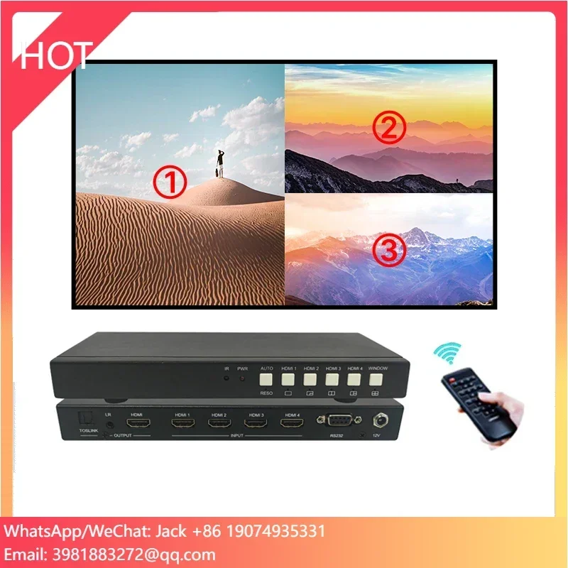 Ultra 4K HD 3840x2160 @ 60 هرتز وحدة تحكم جدار الفيديو رباعية الشاشة الفاصل 4x1 معالج ربط جدار الفيديو
