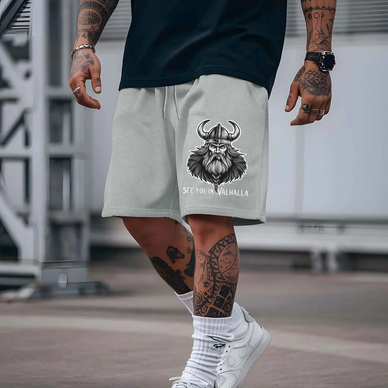 

Waiting for You in Valhalla! New Men's Summer Outdoor Sports Casual Shorts. Trendy and Versatile American Fashion Shorts