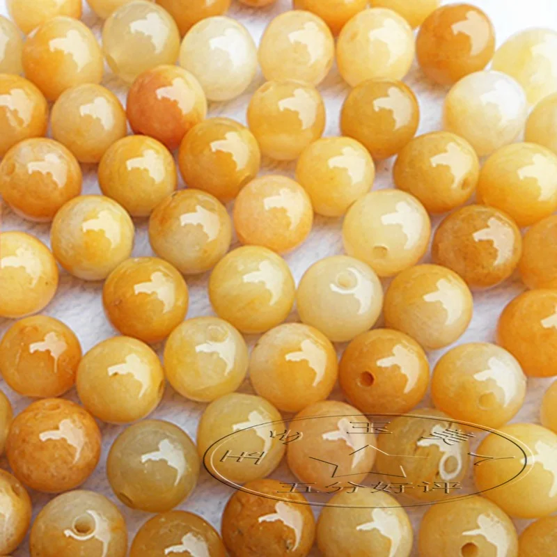 

6/8/10/13mm Natural Yellow Jade Beads For Jewelry Making Diy Bracelet Charm Necklace Myanmar Jadeite Round Loose Bead Accessorie