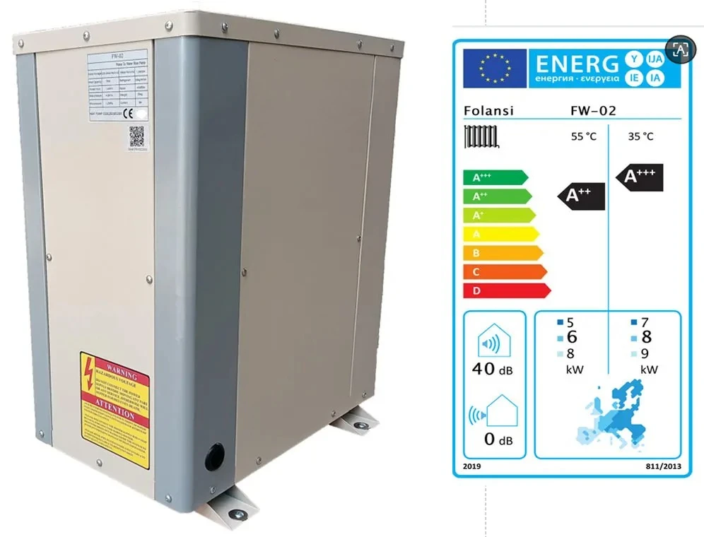 Folansi 7kw Water to Water Heat Pump Geothermal Heat Pump  R32 DHW Small Domestic Heat Pump Water Heater