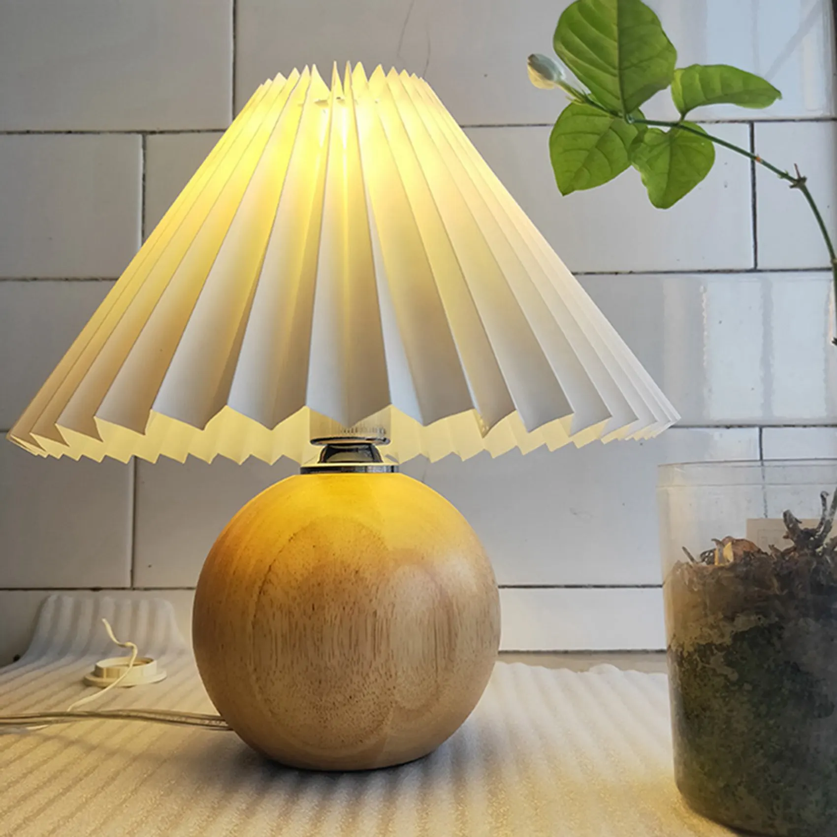 3X Pleats Lampshade Table Lamp Standing Lamps Japanese Style Pleated Lampshade Creative Desk Lamp Shade Bedroom Lamps -B