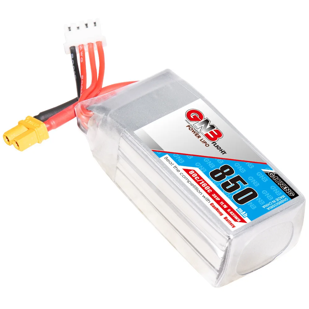 2szt GNB 3S 11.1V 850mAh 80C/MAX 160C Akumulator Lipo do RC FPV Racing Drone Quadcopter Helicopter Model Części Akumulator 3S