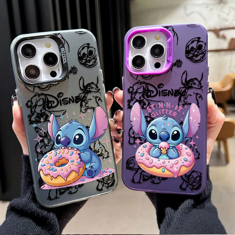 Disney Stitch Donut Plating Case for Samsung Galaxy S24 S23 S22 S21 Ultra Plus FE A54 A34 A24 A14 A73 A53 A33 5G Note 20 Cover