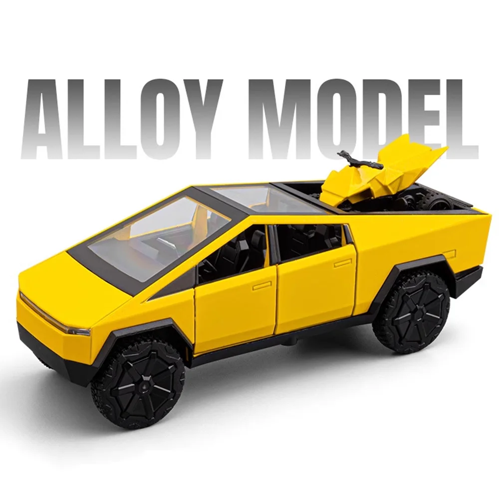 1:32 Pickup Modelli di auto in lega Diecast Toys con tirare indietro Musica leggera Veicoli in miniatura Porte aperte Auto per bambini Edutainment
