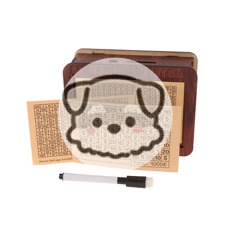 

1 Set Wooden Piggy Bank Money Container Money Box For Cash Saving Treasure Coin Case 1000/5000/10000 Euro