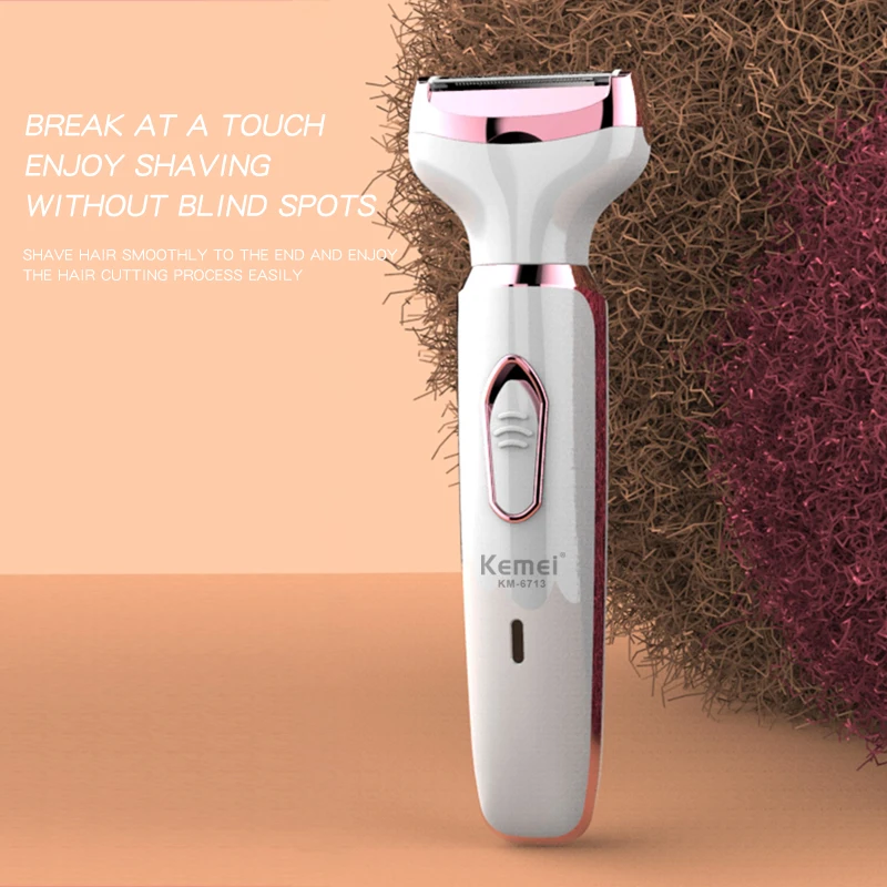 Kemei 6713 ماكينة حلاقة كهربائية/حواجب/شعر الشفاه/ماكينة تشذيب شعر الأنف للنساء 4in1 المحمولة الجسم بيكيني الشعر المتقلب إزالة شعر الوجه