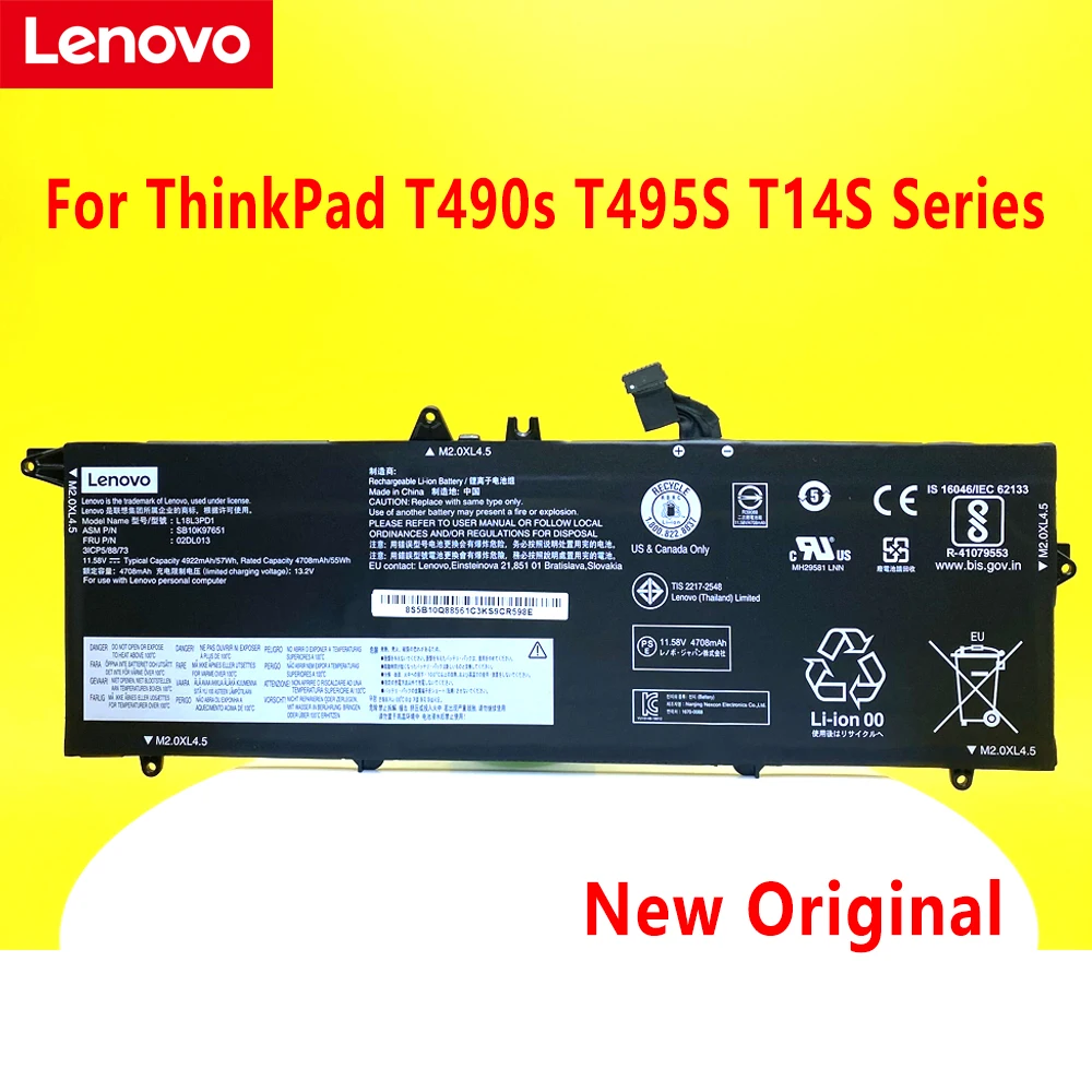 NEW Original Laptop Battery FOR ThinkPad T490s T495S T14S Series L18L3PD1 L18M3PD1 L18M3PD2 SB10K97652