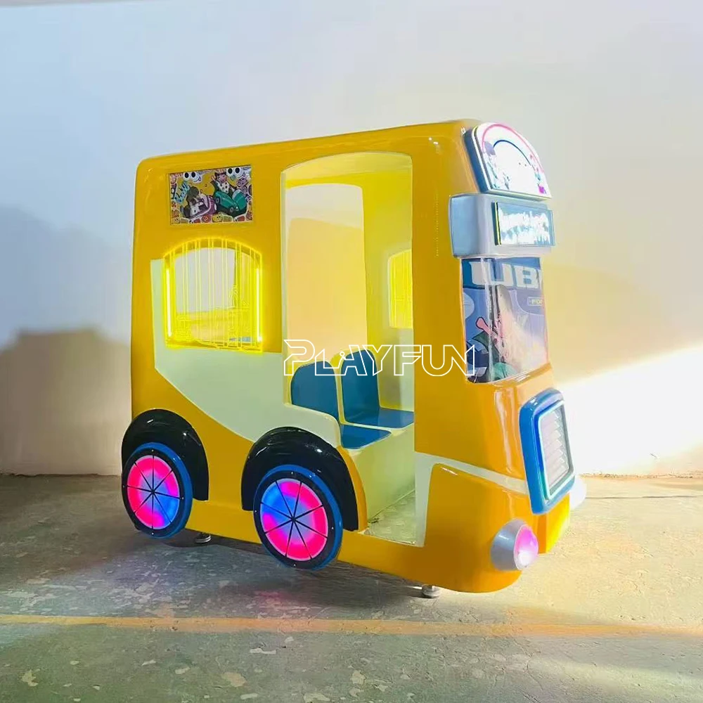 4-Seat amusement park arcade Coin-operated racing emulator Children's play video game console Swing bus game
