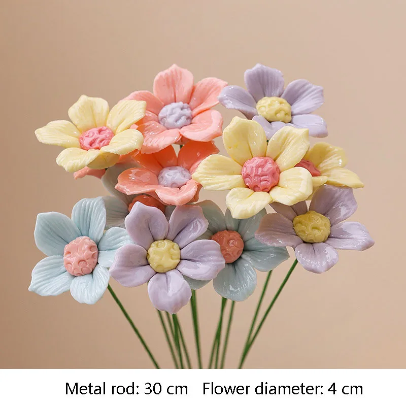 5 Stück Wildblumen Hochtemperaturbeständige Handgefertigte Keramik-Simulationsblumen Ewige Blumen für Geschenke und Heimdekoration – Detail 19
