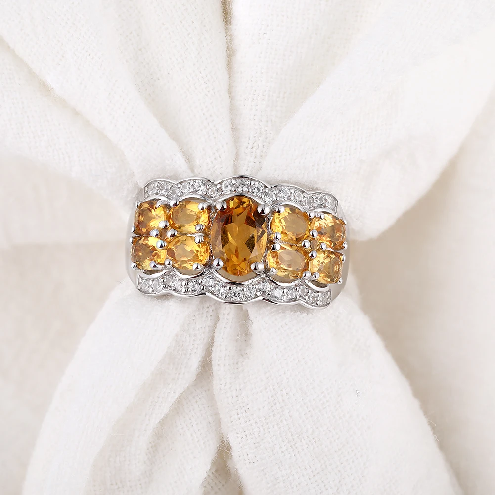 GZ ZONGFA Real 925 Sterling Silver Ring New Design Delicate Style  Rings for Women 7*5 Natural Citrine Fashion  Valenti