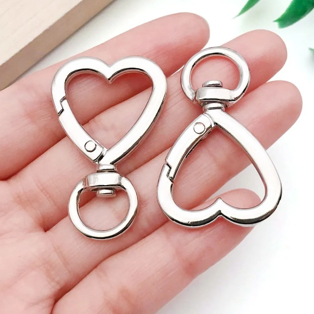 Alloy Material Heart Spring Gate Rings Heart Shape Rotation Design Dog Chain Buckles Snap Closure Trigger Clip