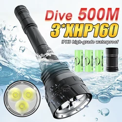 Ultra High Power LED Diving Flashlight Professional Diving Torch IPX8 Underwater Super Bright Lantern Scuba Diving Flashlight