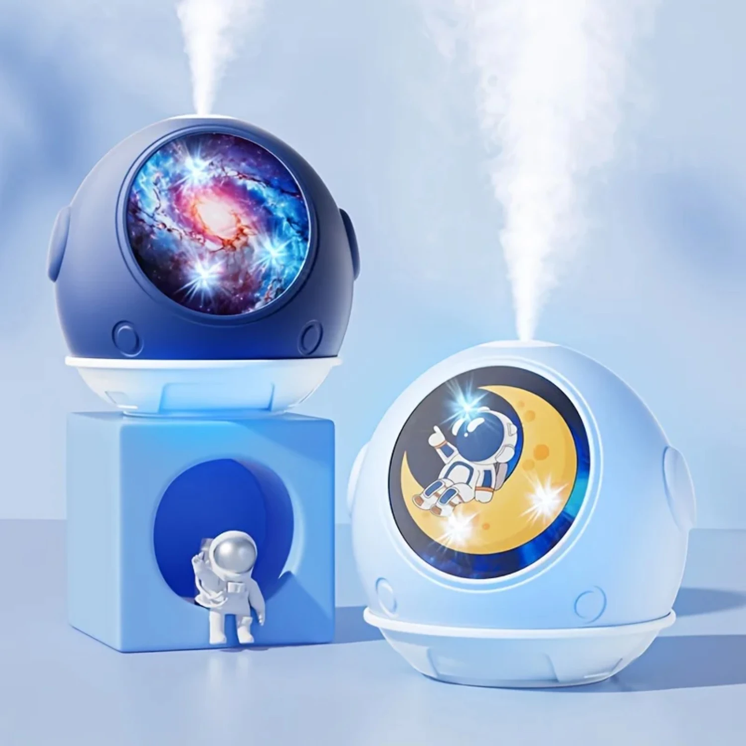 Clean and Hydrated Portable Astronaut Sticker Humidifier with LED Light and Diffuser for Long-lasting Relaxation and Wellness - 