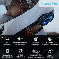 Freedconn T-MAX PRO Motorcycle Helmet Bluetooth Headset 1000M 6 Riders Intercom Group Talk Music Sharing Headphone FM Radio