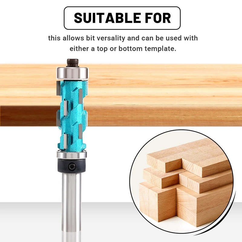 Woodworking Double Bearing Spiral Trimming Knife End Mill Bit Face Wood Milling Cutter Carbide Router Bit