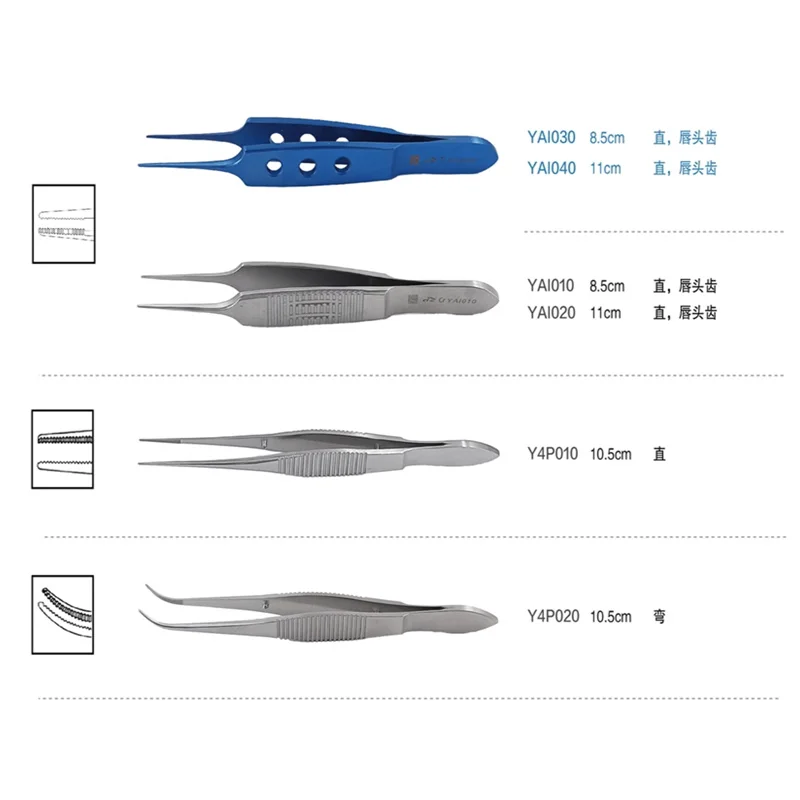 Microscopic Ophthalmic Pliers JZ Medical Perforated Horizontal Toothed Hook Toothed Eye Tissue Pliers