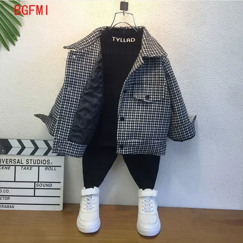 

2-4 Yrs Children's Thick Woolen Coat 2024 New Plover Case Boy single-breasted Handsome Baby Kid Boys Wear Autumn Winter Jacket