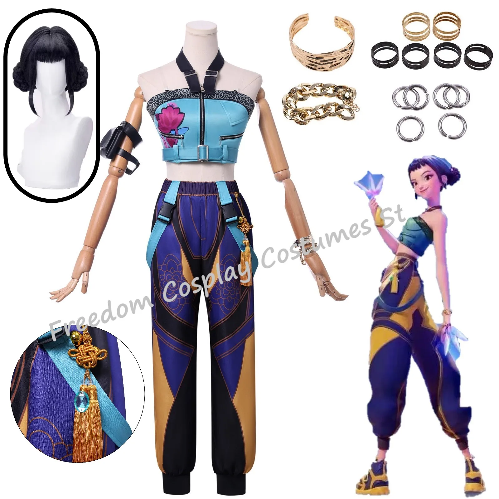 

IN STOCK Superstar Zoe Cosplay Costume Zoey Wig Ring Full Set Girl Group Suit Women Halloween Carnival Party Roleplay
