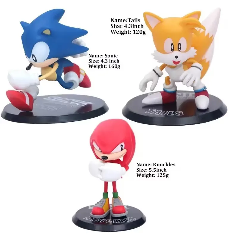 4-5.5 Inch Sonic The Hedgehog Tails Knuckles Action Figure Collectible Classic Mighty Collectible Toy Car Decors Gifts for Kids