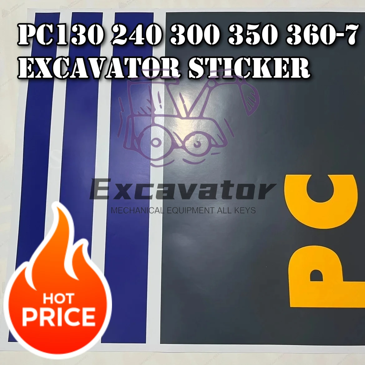 Pegatina para Puerta Lateral para Komatsu Serie PC-7 (PC130 240 300 350 360) - Calcomanía Exterior para Excavadora