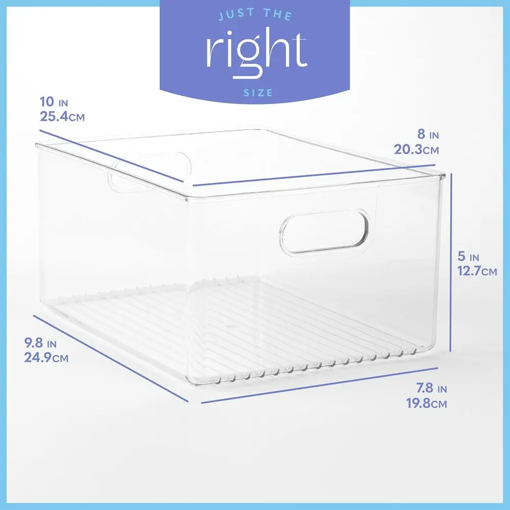 6-Piece Set of Clear Plastic Storage Bins with Lids for Kitchen, Pantry, and More, 10x8x5