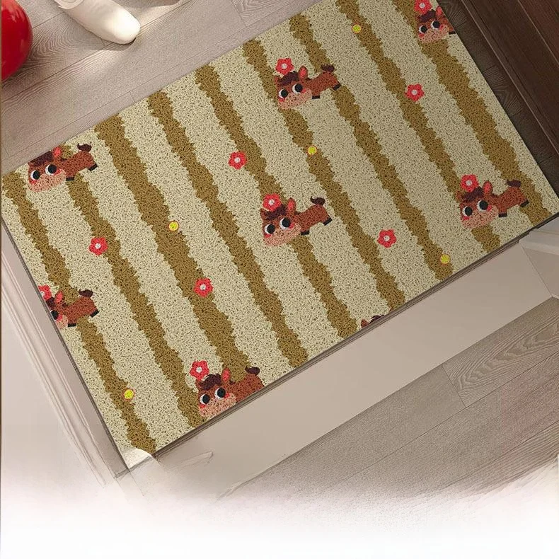 

Anti-Slip Silk Circle Door Mat Customizable Entrance Rug Year Design Home Use Mud Scraper Mat Luxury Style Square Shape
