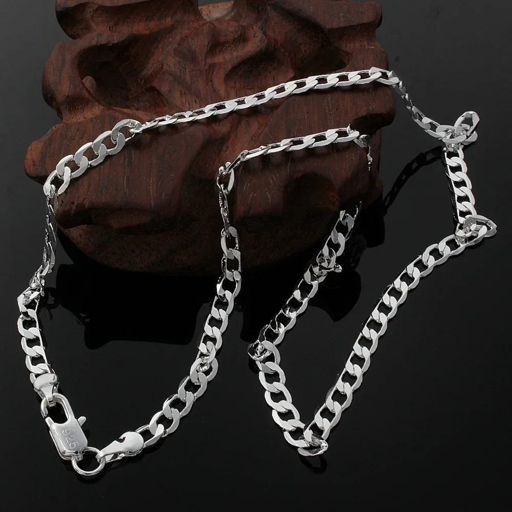 

New Listing Hot Sell Men's 925 Serling Silver 4MM Flat Women Cute Men Chain Snake Necklace Fashion Trends Jewelry Gifts