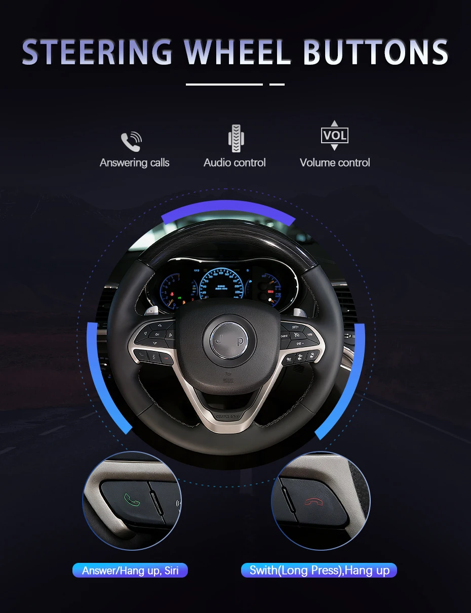 Sinairyu Apple Carplay Android Auto Aftermarket Kamera Drahtlose Modul Für Jeep Grand Cherokee XJ KL Wrangler Compass Commander – Detail 4