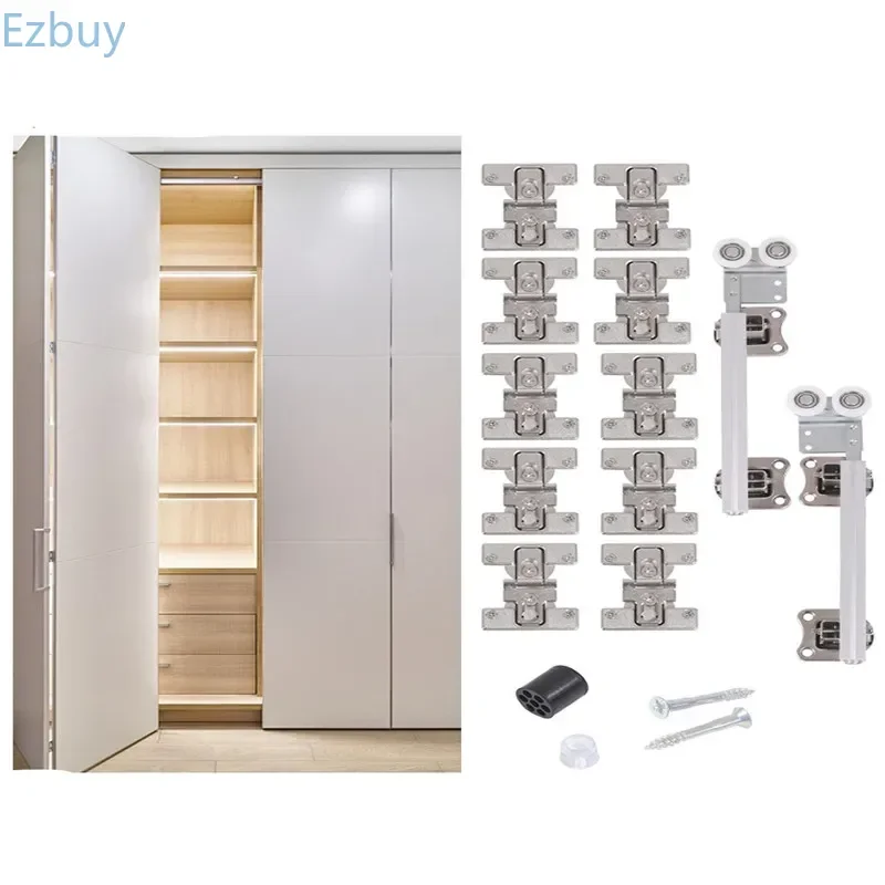 Upper track wardrobe folding door track hinge Cloakroom Sliding door Hanging Sliding Folding door hinge hardware accessories