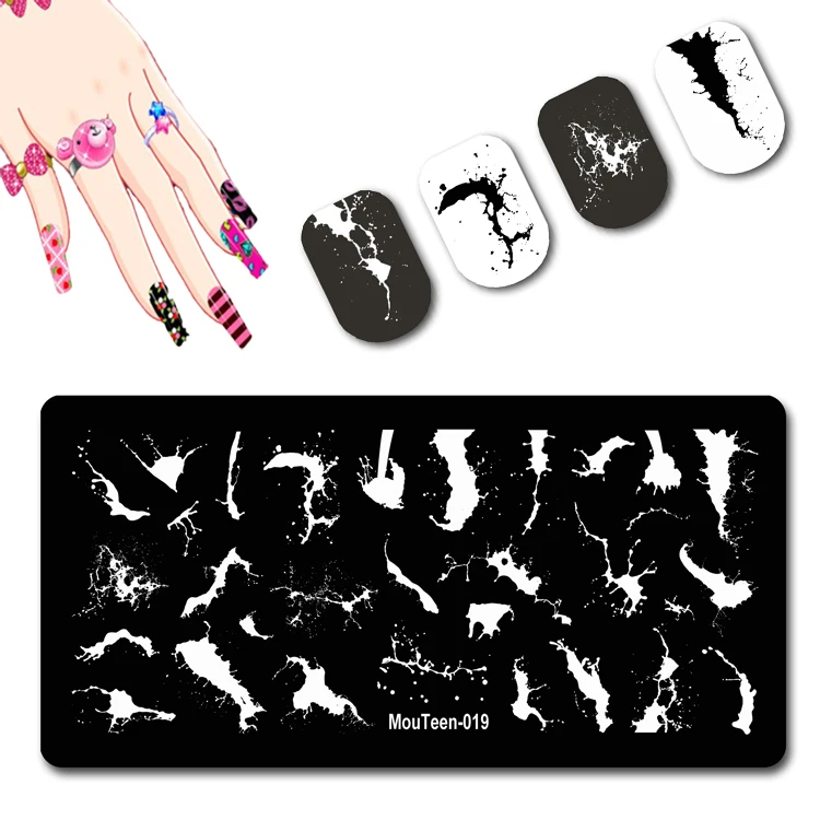 Nail Art Stamp Splash-ink Illustrations Milk Sprinkle Printing Plate Pictorial Mold For Nails White Art Ikon Stamping Plate #019