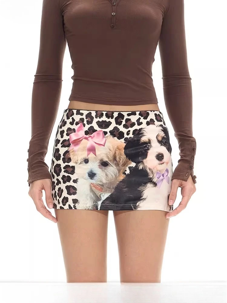 Summer Women Kpop Harajuku Shoujo 2000s Aesthetic Mini Leopard Print Skirt Korean Y2k Tide Japanese Fashion A-line Micro Skirt
