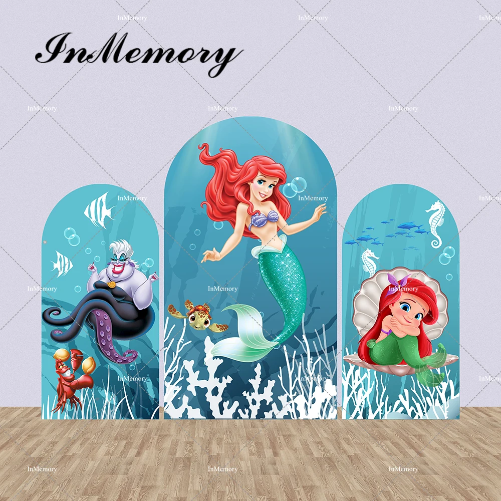 

Girls Under The Sea Birthday Party Arch Backdrop Cover Little Mermaid Princess Ariel Chiara Wall Backgrounds Baby Shower Banner