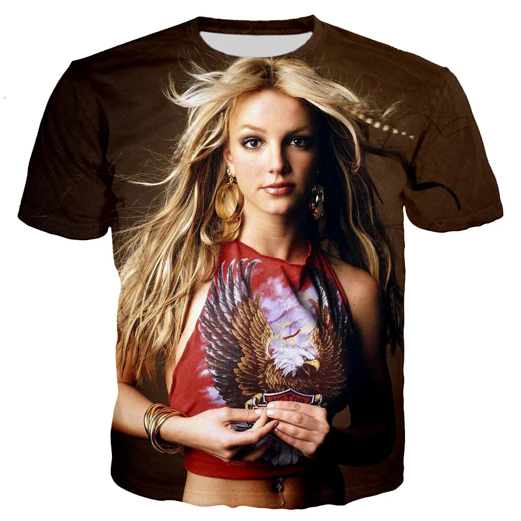 New Fashion Singer Britney Spears 3D Printed T-shirt Fashion Casual Men's and Women's Style T-shirt Street Wear Crewneck Loose T