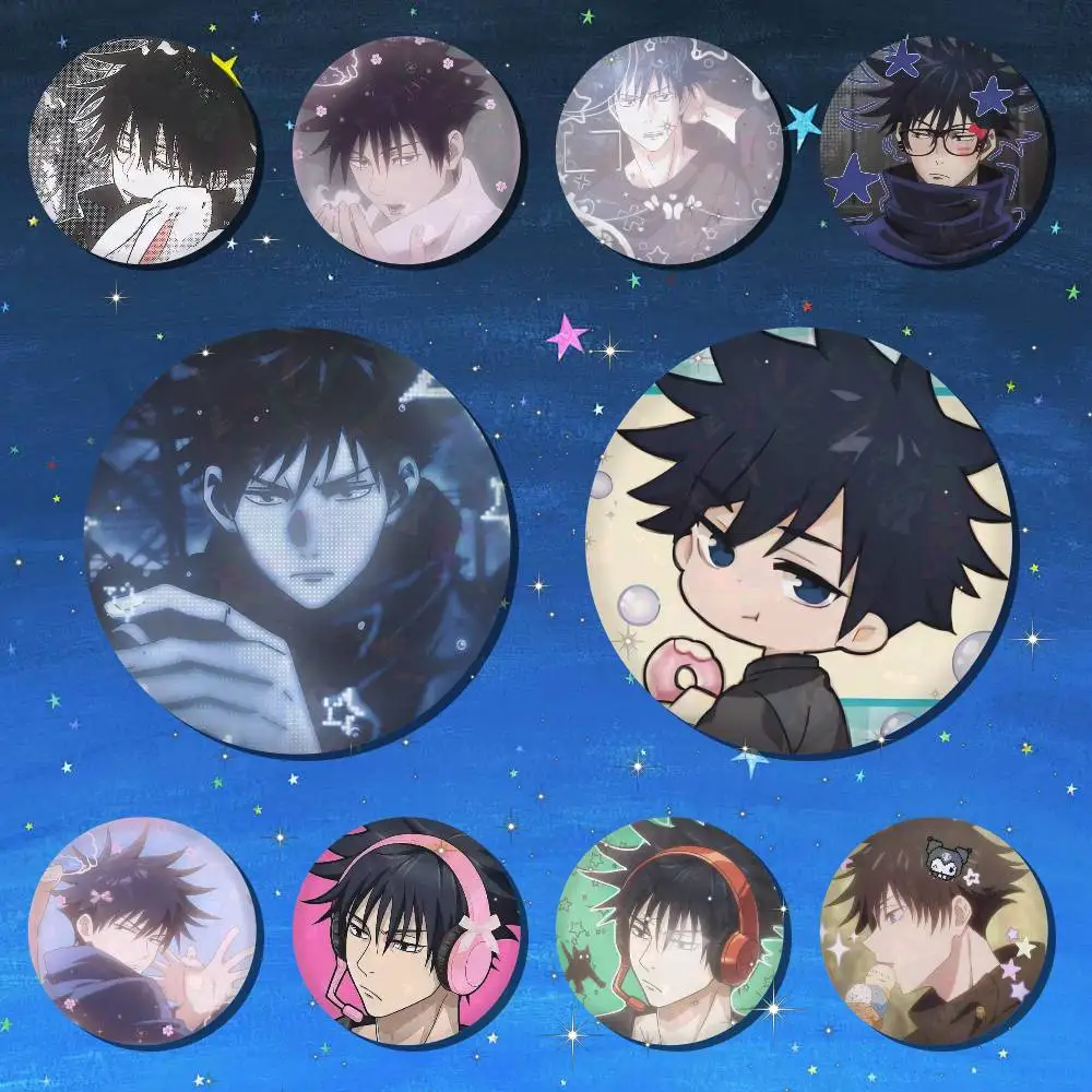 M-megumi Abzeichen für Rucksack-Accessoires, Manga-Icons, Anstecknadeln, runde Cartoon-Broschen für Kleidung, Taschen, Dekoration, Geschenke