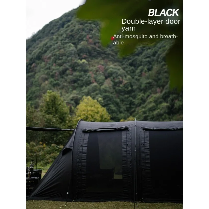 Tenda do túnel ao ar livre enegrecido, Professional Camping Equipment, 2 Quartos e 1 Sala Construção