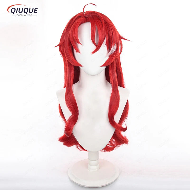 Game Honkai: Star Rail Argenti Cosplay Wig Long Red Curly Heat Resistant Synthetic Hair Anime Party Wigs + Wig Cap