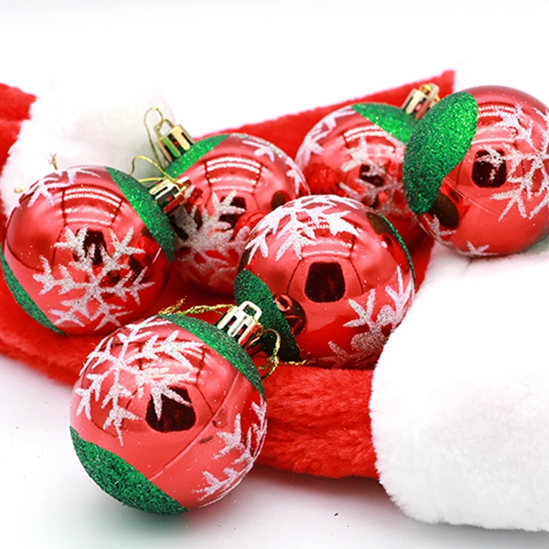 6PCS/Box Christmas Balls Ornaments for Xmas Tree Hanging Pendant Balls Decorative Props Holiday Party Decoration Accessories