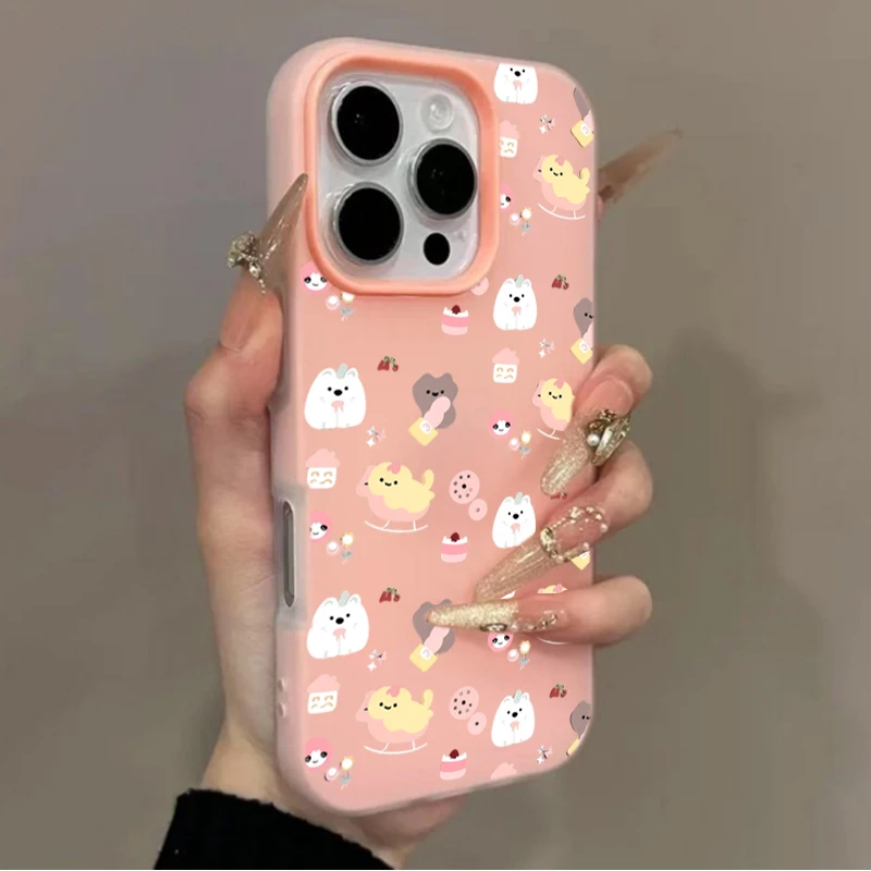 Cute Cartoon Animals Pattern Phone Case For Samsung Galaxy S26 Ultra S25 FE S24 S23 S22 Plus Ultra S21 FE Colorful 2 in1 Cover view 3