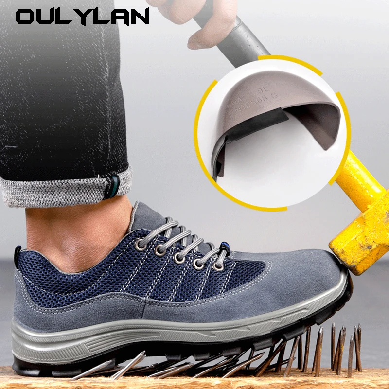 

Safety Shoes For Men Male Steel Toe Cap Anti-smash Industrial Work Boots Puncture Proof Indestructible Shoe Breathable Work