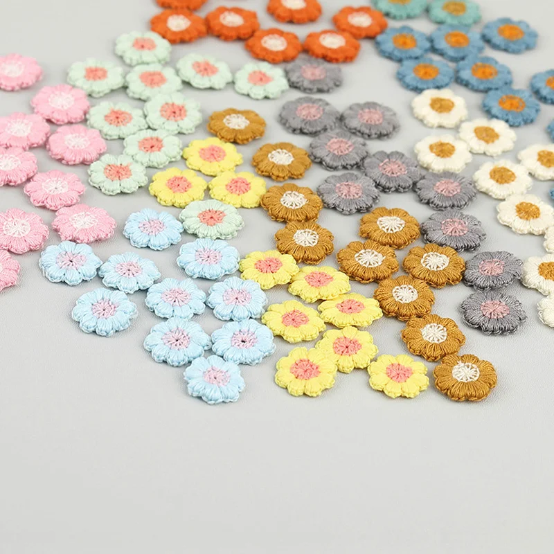 50pcs/lot Small Flower Patches Hand Stitch On Applique For Clothes Embroidered For Clothing DIY Motif Stripes Clothes 20mm