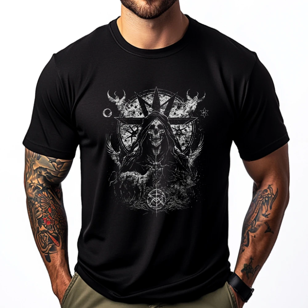 

Gothic Aesthetic Occult Unholy Grunge Emo Punk Satanic T Shirts For Men Moderate Elasticity T-Shirt Vegan