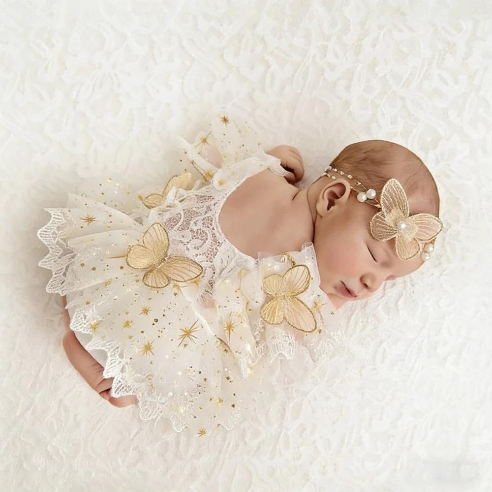 Newborn Photography Props White Lace Romper Baby Photo Props Baby Girl Clothes Newborn Photography Outfit Photoshoot