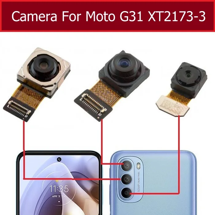 For Motorola Moto G31 XT2173-3 Front Rear Main Camera Flex Cable Facing Selfie Front Back Main Camera Replacement Parts