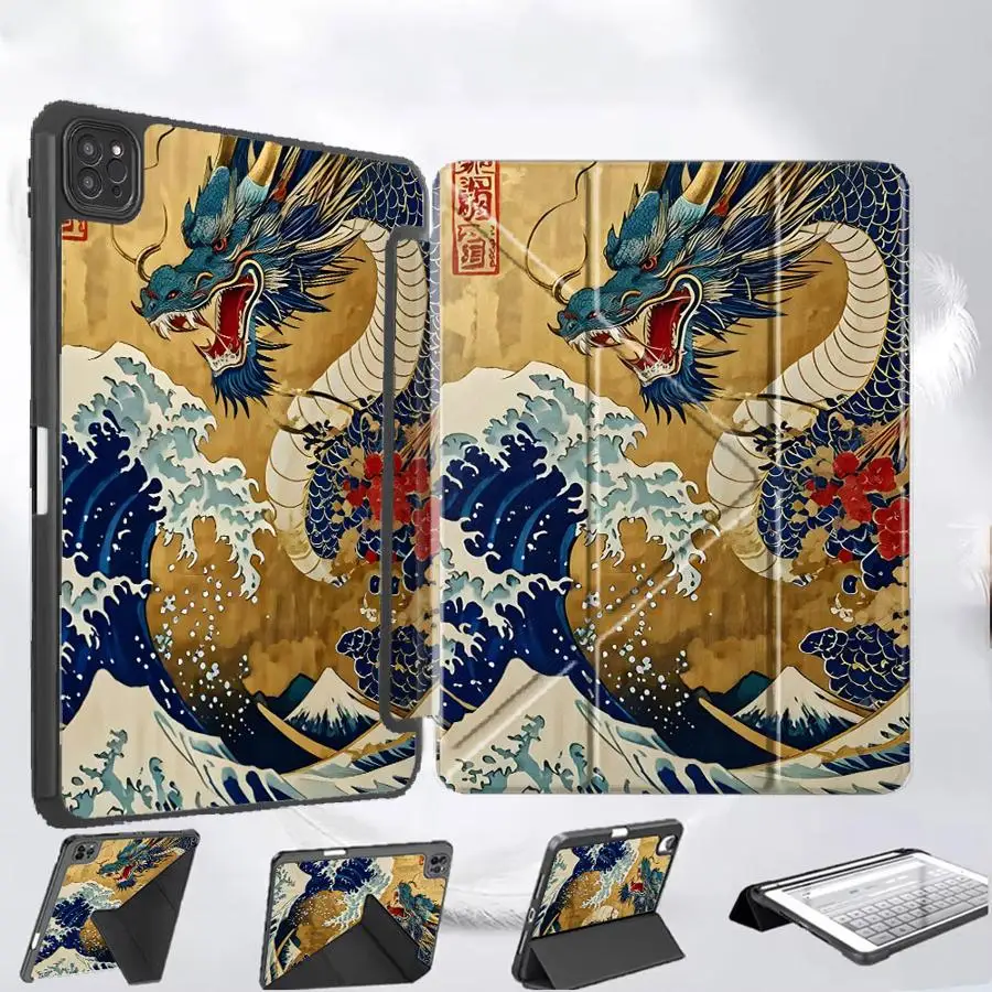 

Чехол-подставка Wave Cool Dragon для планшетов iPad Mini 6, 7, Pro 11, 10, 9, 8, 7, 12.9 дюймов, Air 4, 5, M3, M2, M4, 11 дюймов, Pro 2025