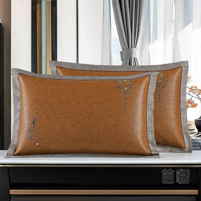 Large Size Ice Silk Cool Pillow Cover Vine Mat Cooling Pillow Case Summer Breathable Comfortable Children's Bedding Accessories
