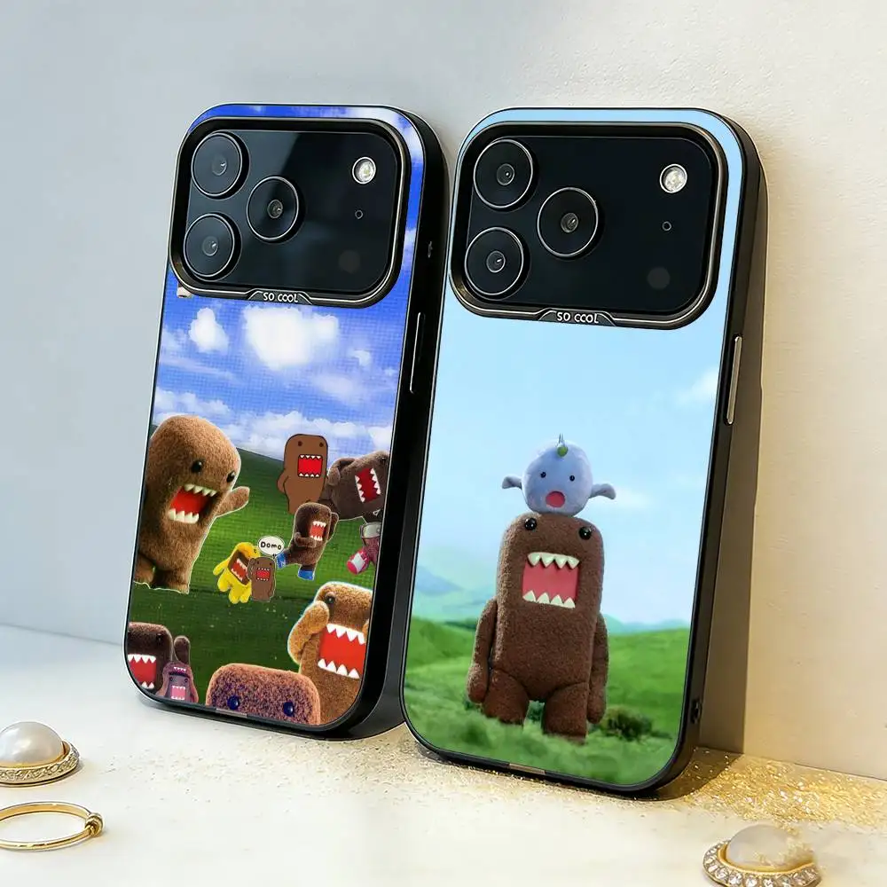 

Cute Domo-kun Phone Case For iPhone17,16,15,14,13,12,11,Pro,MAX Gray Matte Silicone Black Cover