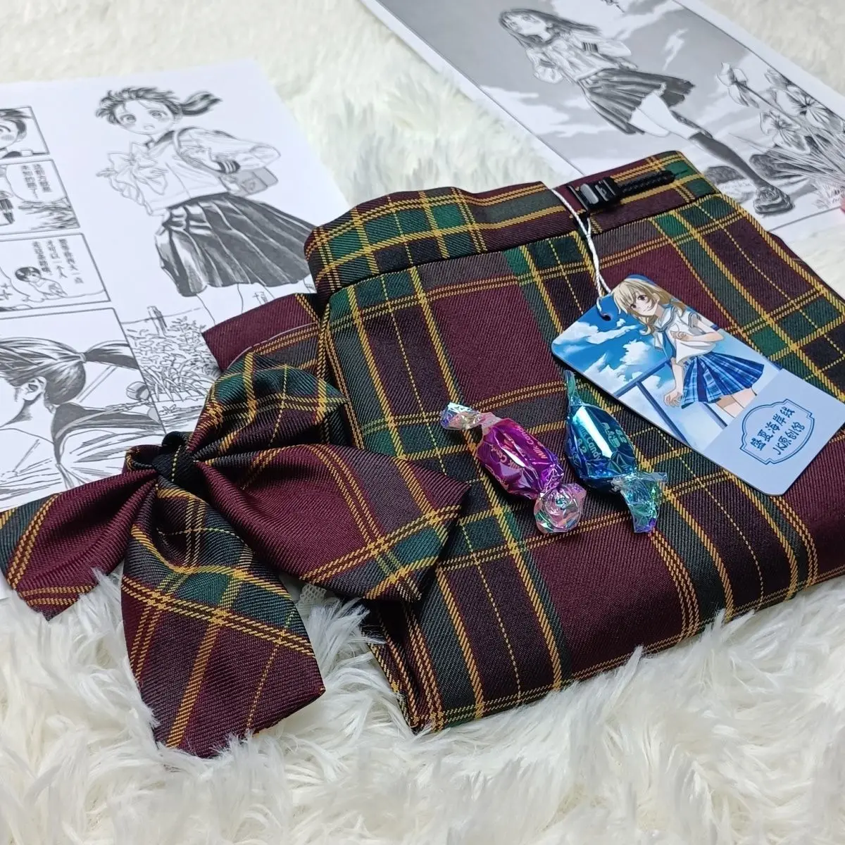 가을 겨울 오르트 스커트 오리지널 디자인 스쿨 오르트 JK 슬레 여성용 패셔너블 투피스 세트 V넥 오르트 스웨이드