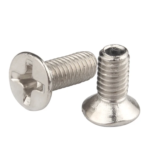 Imagen 2 del producto 20 ~ 1000 Uds M1.2 M1.4 M1.7 M2 M2.5 M3 M4 M5 tornillo KM de acero al carbono niquelado tornillos Phillips de cabeza avellanada plana cruzada